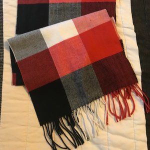 Black, White, and Red Checkered Flannel Scarf
